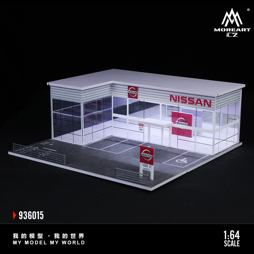 1/64 Diorama Car Garage Model LED Lighting City Street Gas Station Scene Models