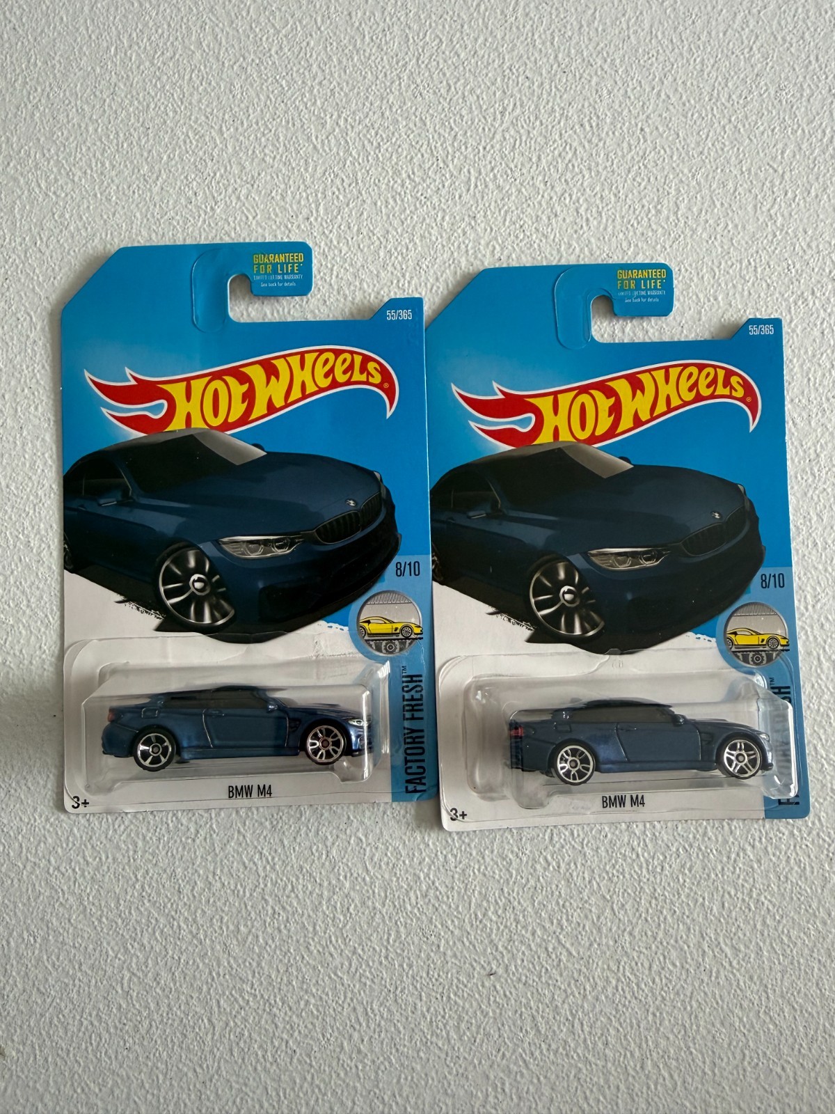 Hot Wheels Factory Fresh BMW M4 8/10 (Error Wheels on 1 Car) Lot of 2 BK8