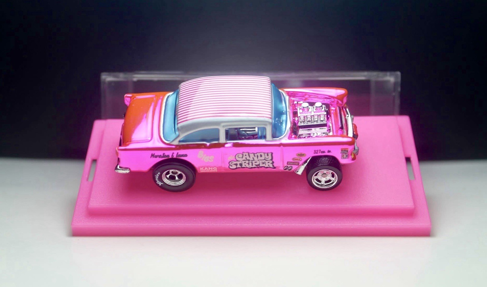 Hot Wheels 55 Chevy Bel Air Gasser Pink Spectraflame Candy CUSTOM Replica