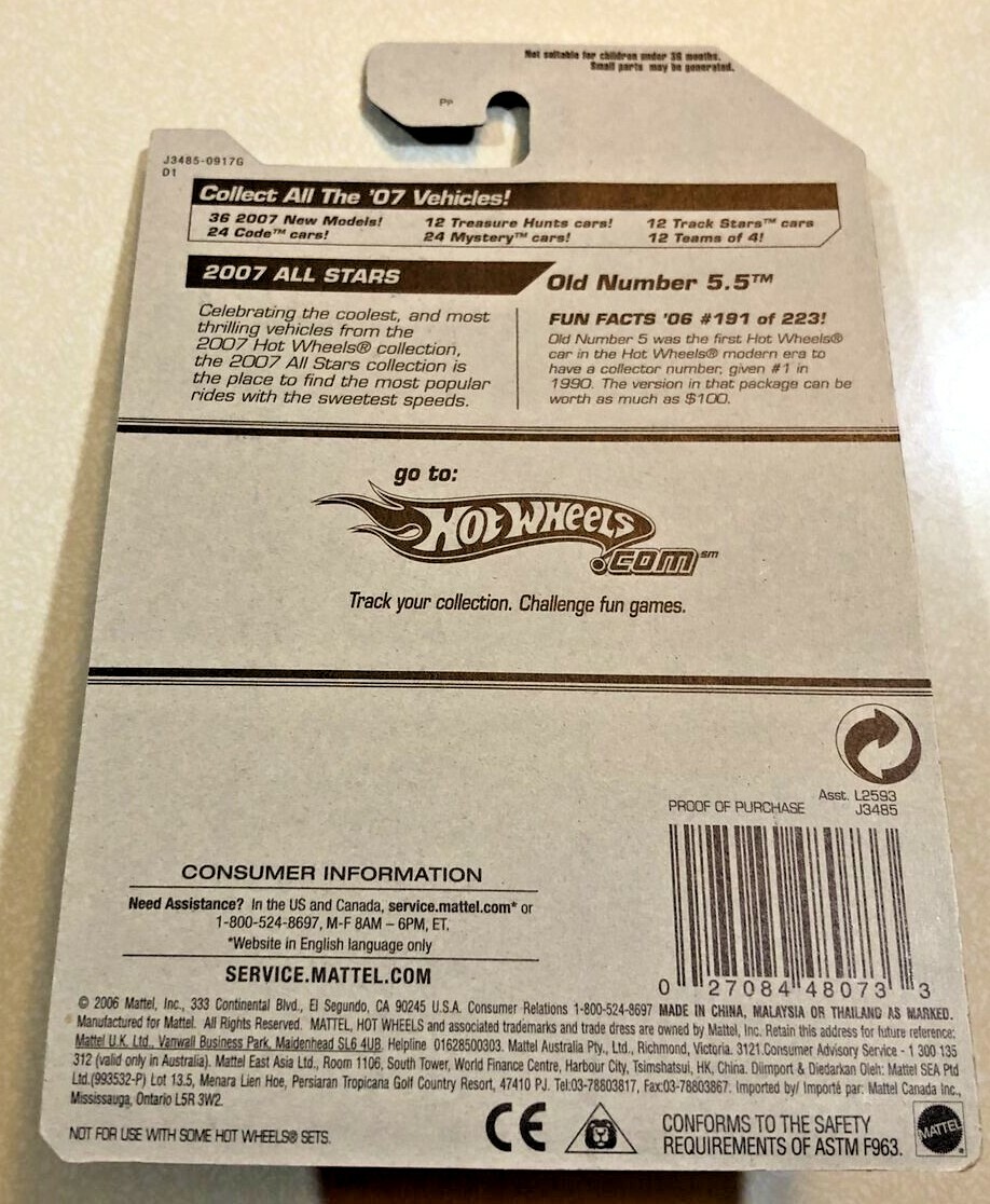 2007 Hot Wheels All Stars Old Number 5.5 (red) VHTF