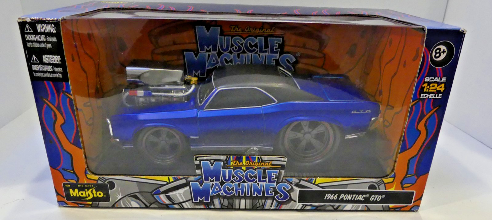 MUSCLE MACHINES BY MAISTO 1966 PONTIAC GTO – SATIN BLUE 1:24 #32234 – NASTY’!!!