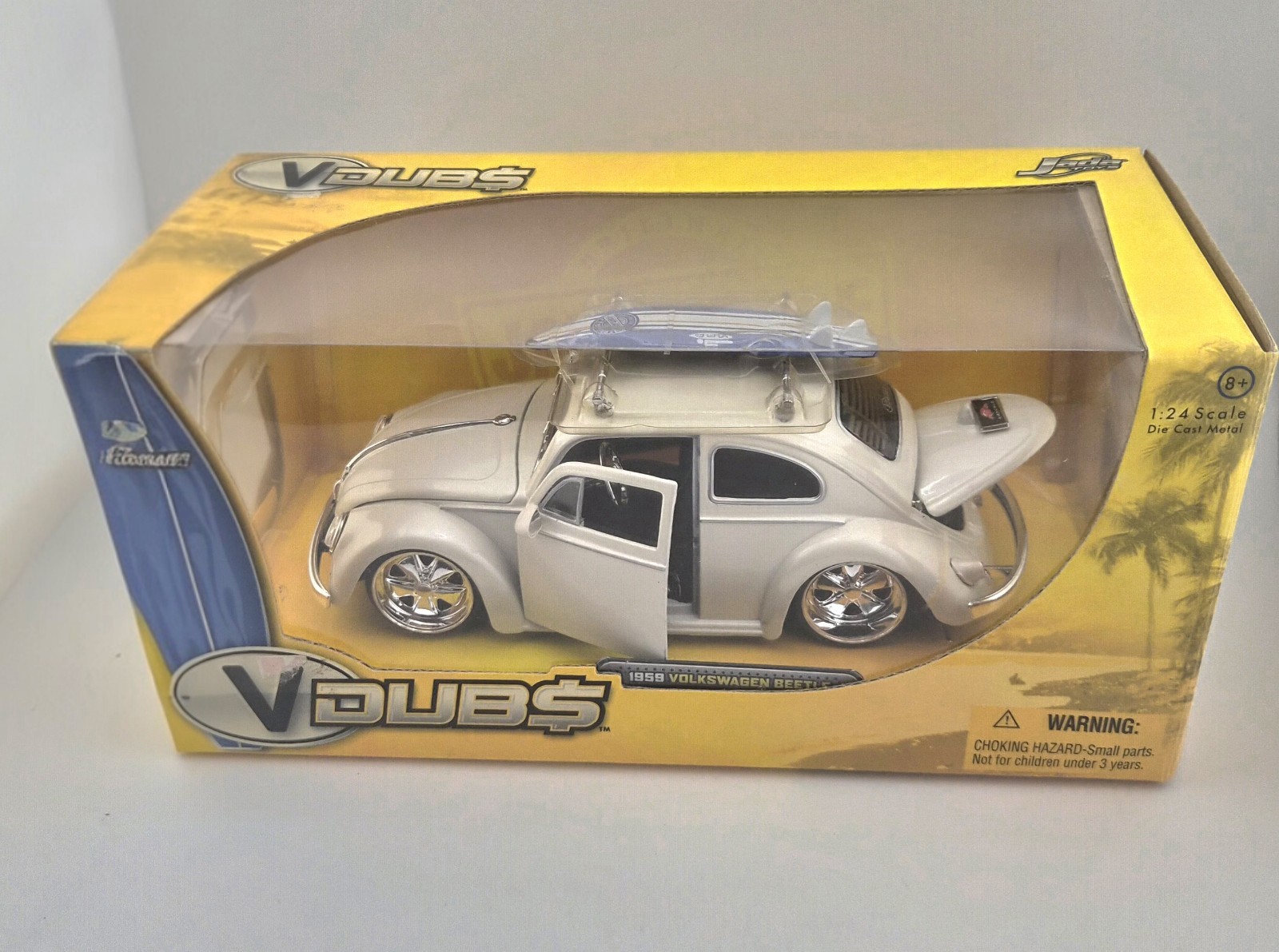 Jada Toys VDUBS 1959 Volkswagen Beetle 1:24 Silver Diecast Metal Unopened