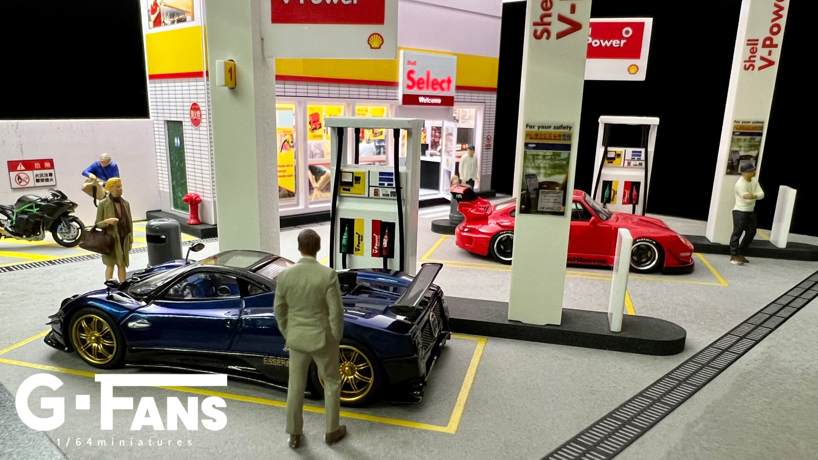 1/64 Diecast Car Garage Model LED City Street Parking Lot Scene Gifts US Diorama