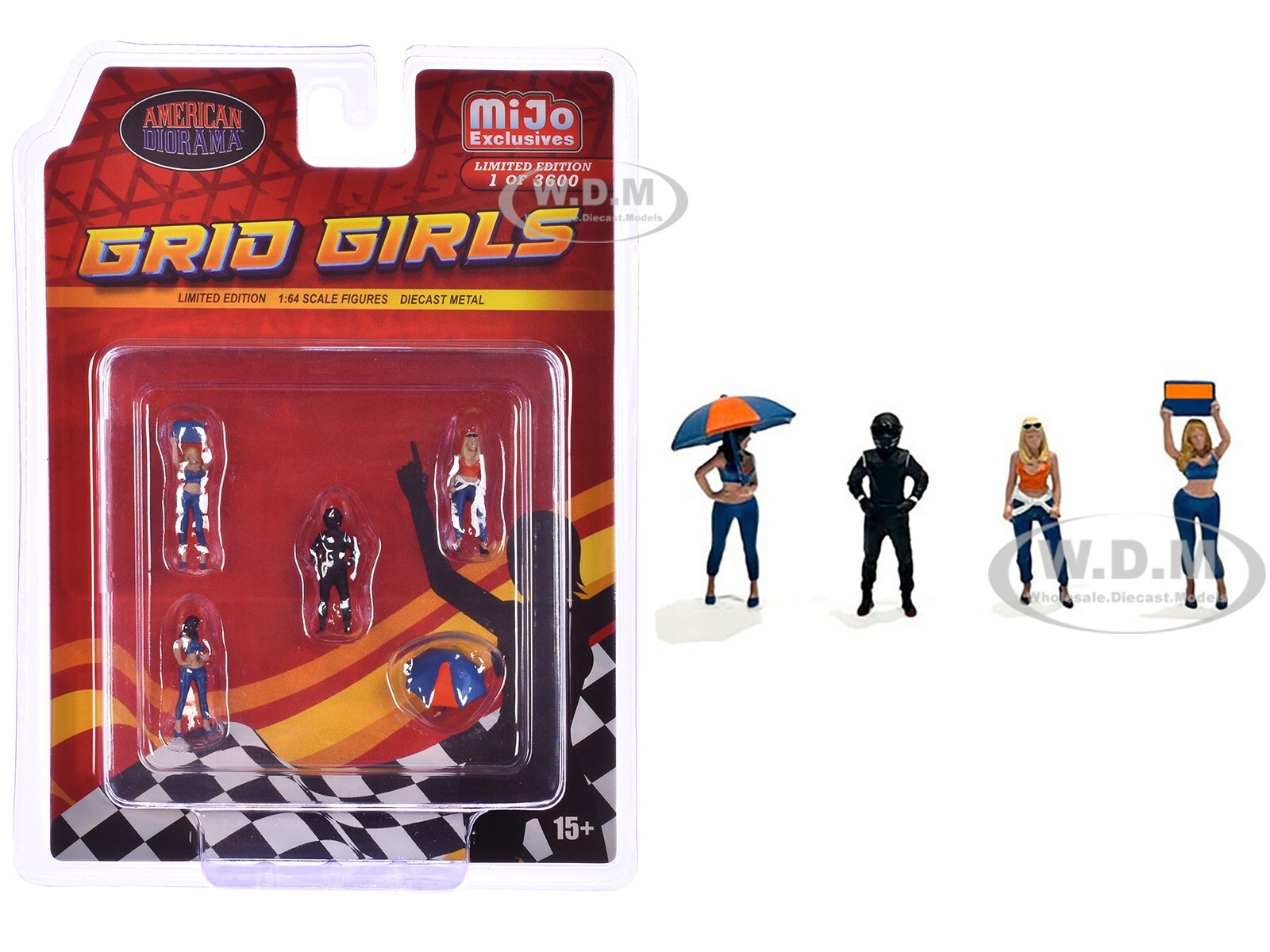 “GRID GIRLS” 5 PC DIECAST FIGURE SET FOR 1/64 SCALE BY AMERICAN DIORAMA 2406