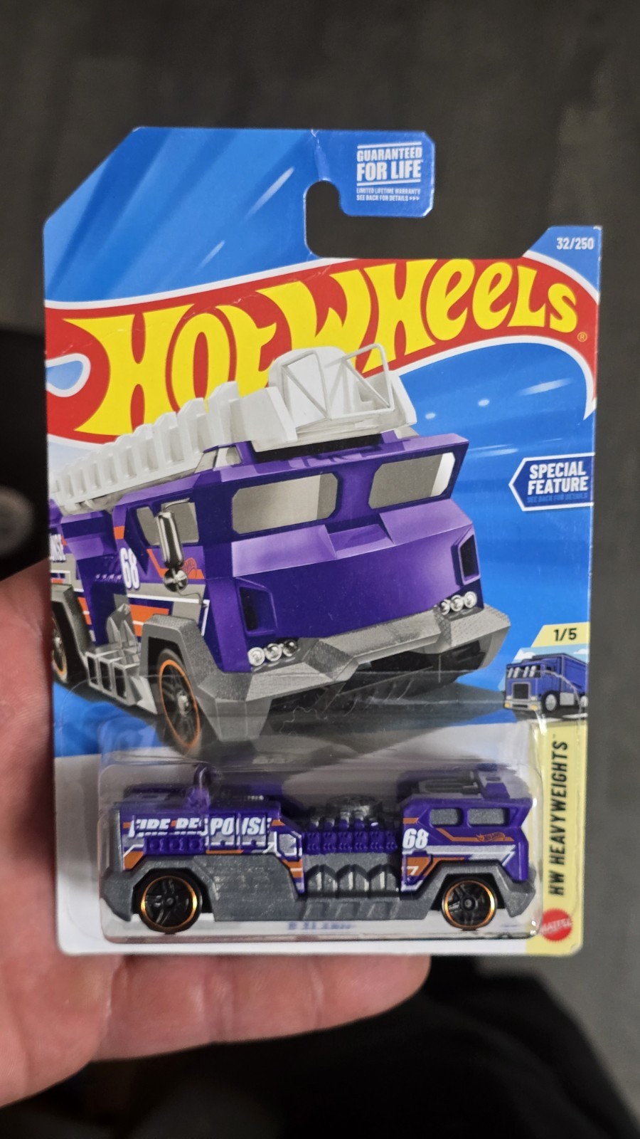 2026 Hot Wheels Purple 5-Alarm Firetruck #32 HW Heavyweights 1/5 ERROR Rare
