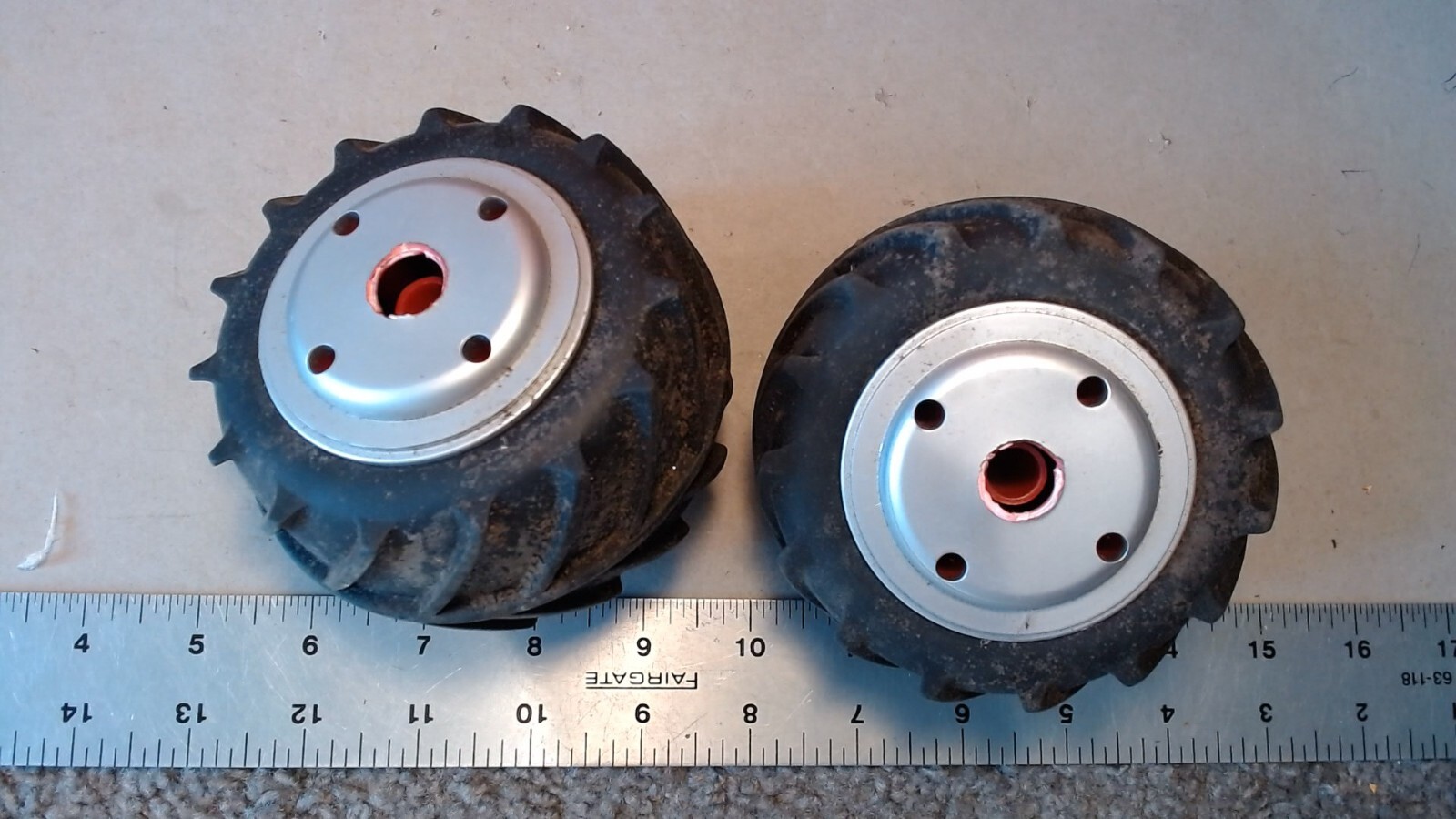 Pair of Rubber Tires with Plastic Rims – Wheels for Custom Build