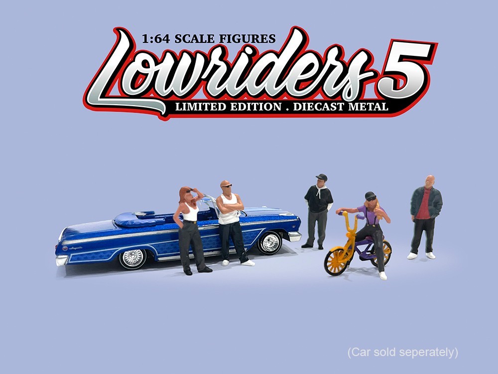 “LOWRIDERS #5” 6 PIECE DIECAST FIGURES SET 1/64 SCALE BY AMERICAN DIORAMA 2427