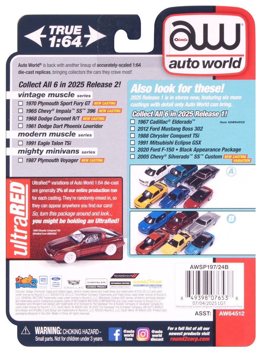 Auto World Modern Muscle Medium Quartz Metallic 1991 Eagle Talon TSi 1:64 Car