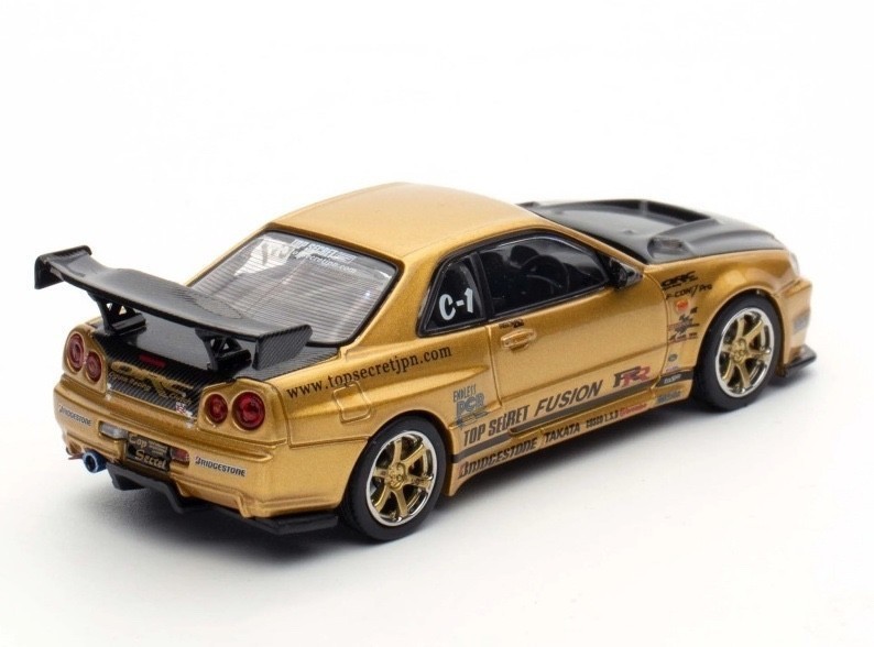 Inno 1/64 NISSAN GTR R34 Top Secret Gold Wheels Model Car -GOLD-