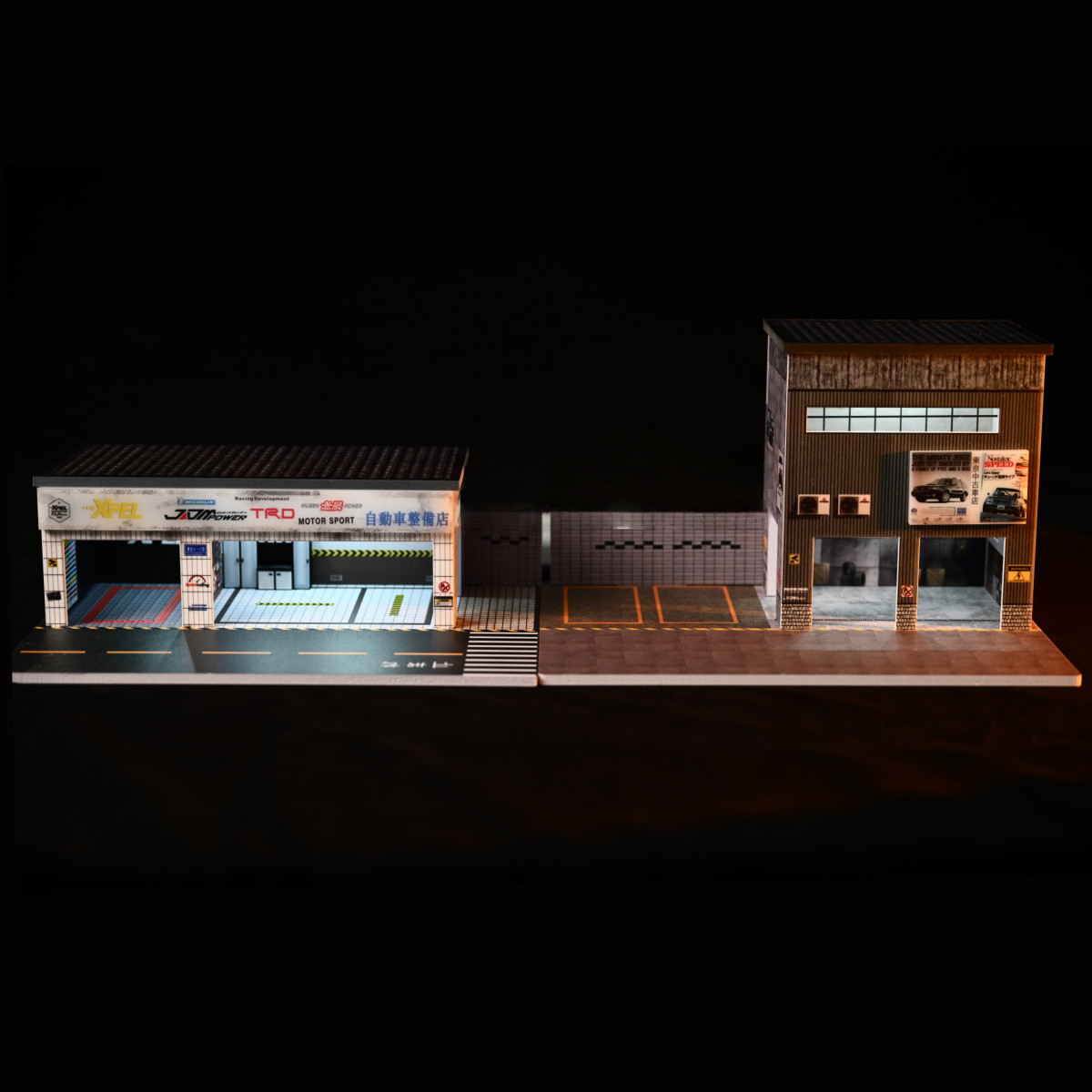 Diorama 1/64 Car Garage Model LED Lighting Car Repair Workshop Scene Model Gift
