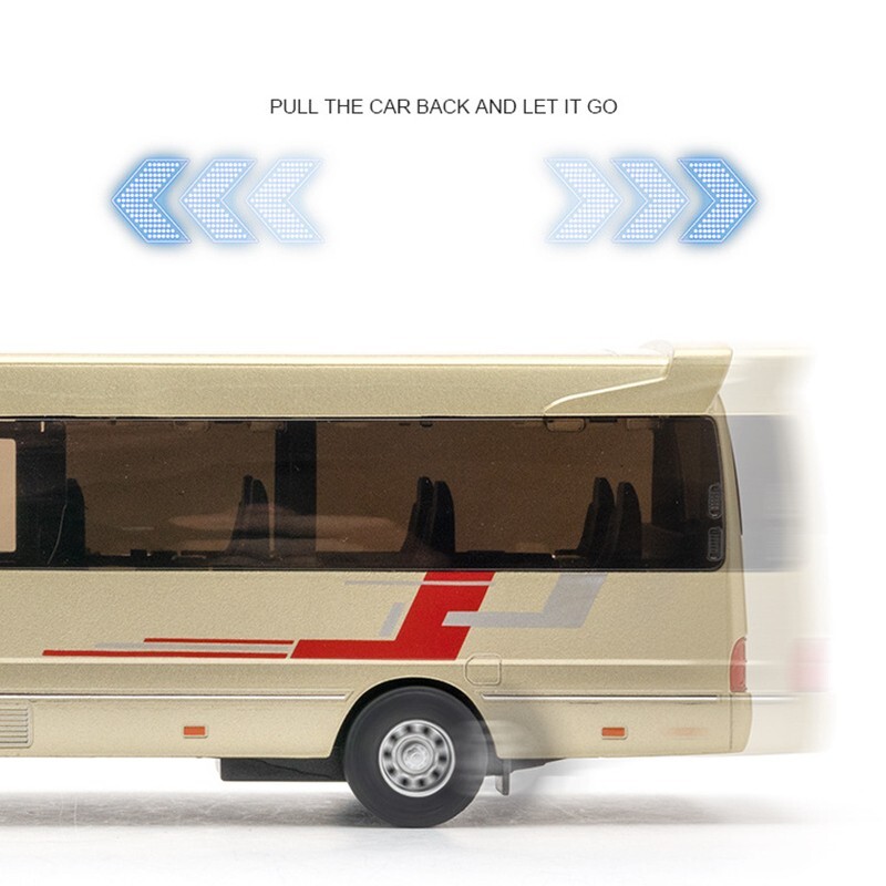 1:32 Alloy Coaster Bus Diecast Model – Sound & Light Toy Vehicle Gift