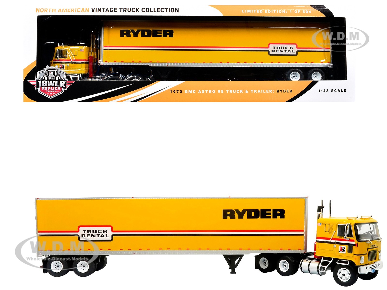 1970 GMC ASTRO 95 W/TRAILER “RYDER TRUCK RENTAL” 1/43 BY ICONIC REPLICAS 43-0662