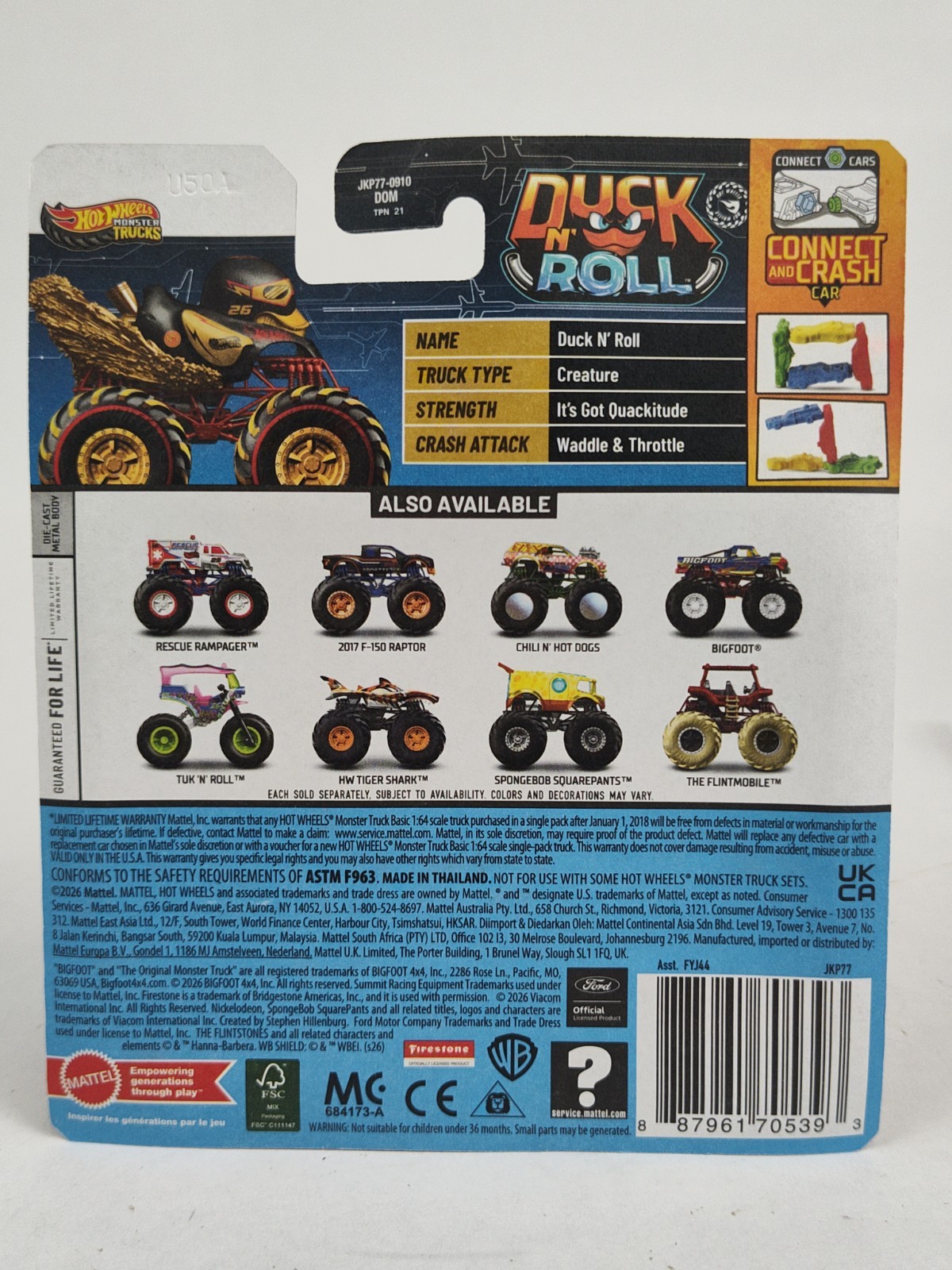 Treasure Hunt Hot Wheels Monster Trucks 2026 Duck N’ Roll Die-Cast Metal Body