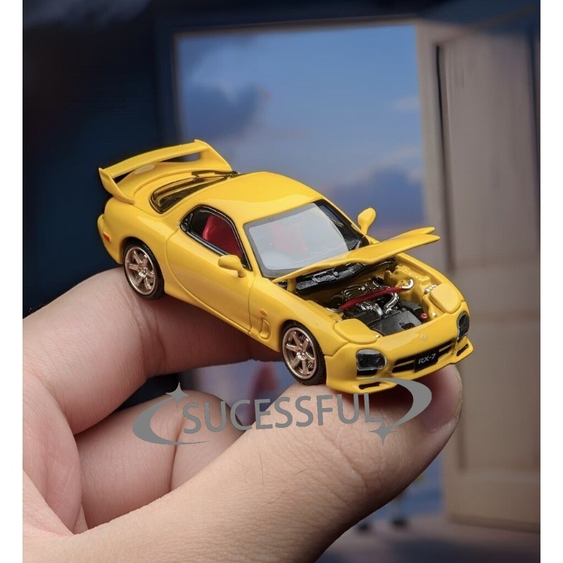 1/64 Scale JDM Mazda RX7 FD3S A-Spec Yellow Diecast Metal Car Model FH