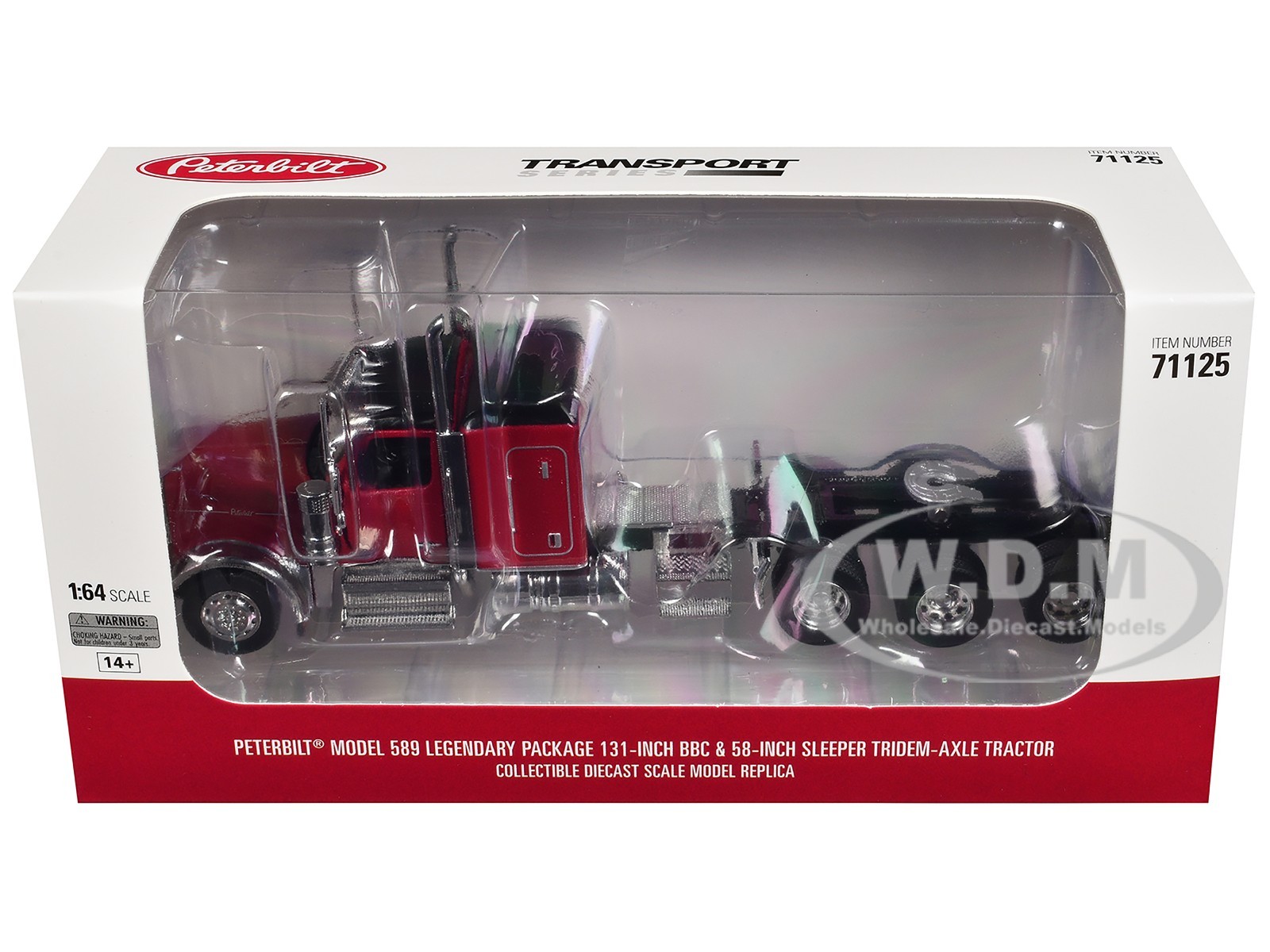 PETERBILT 589 TRUCK TRACTOR W/SLEEPER LEGENDARY RED 1/64 DIECAST MASTERS 71125