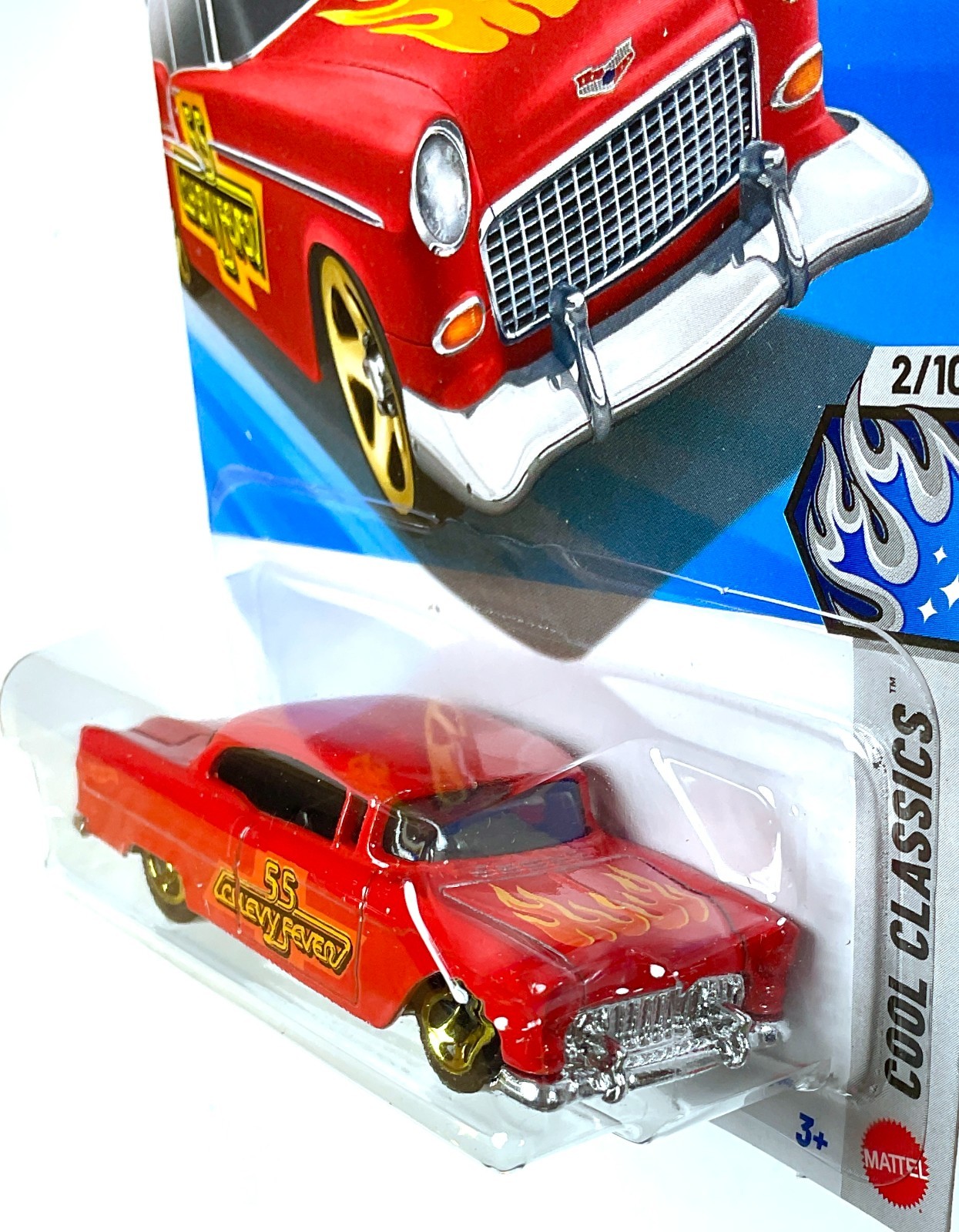 2026 K Case Hot Wheels Classics 1955 ’55 Chevy Red Flames 1:64 “Chevy Fever”