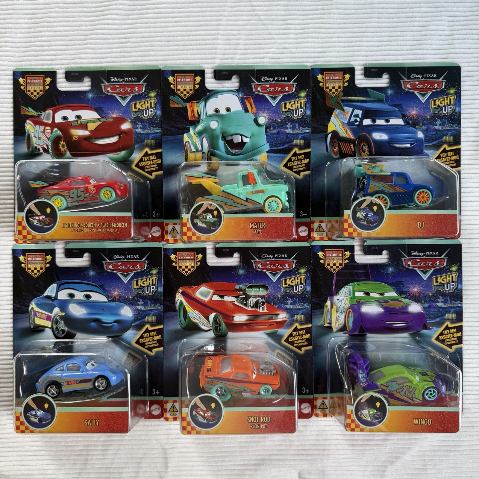 2026 Disney Pixar Cars Race to Celebrate Light-Up Series Complete Set of 6 NIB