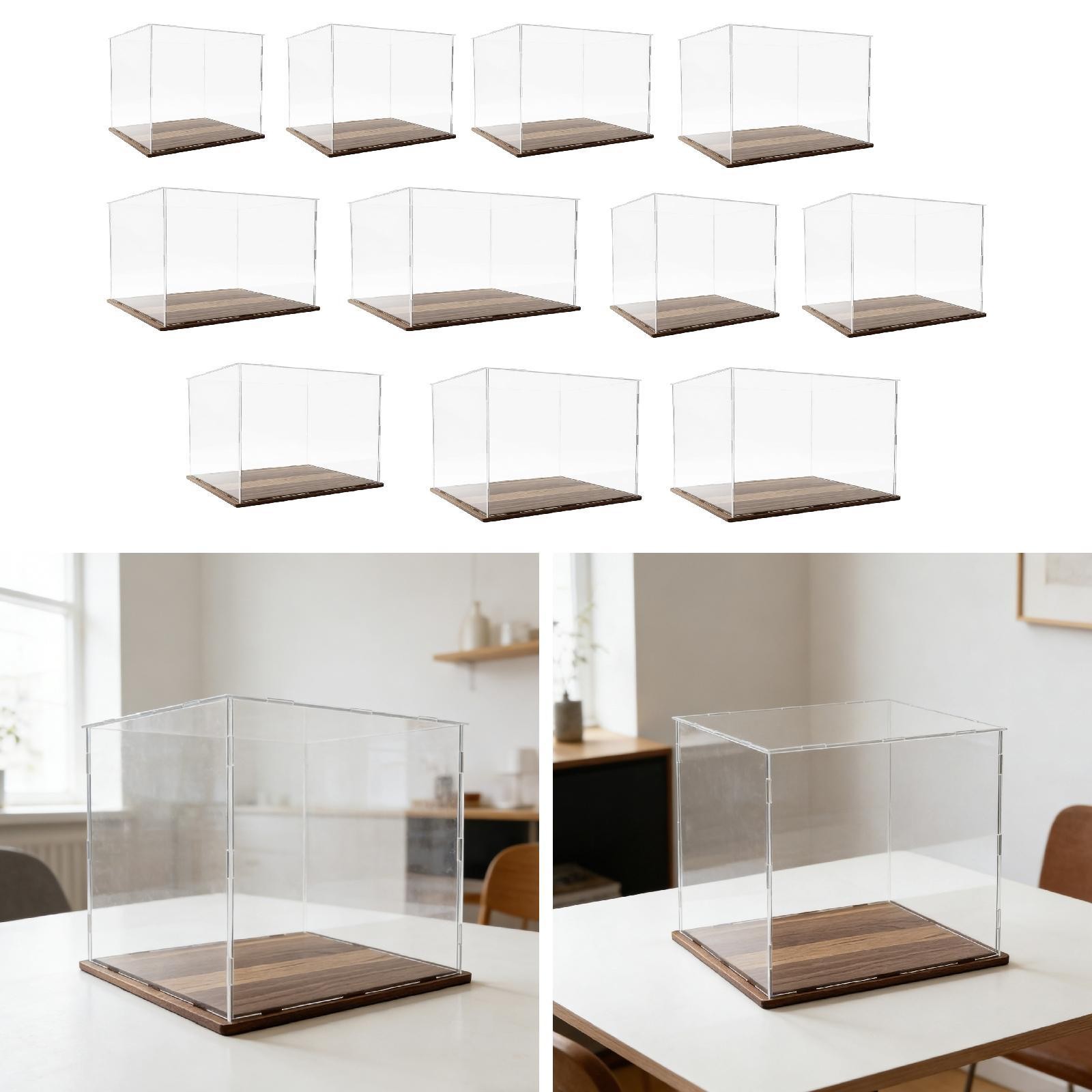 Clear Acrylic Display Case Collectibles with Base Dustproof Storage Box