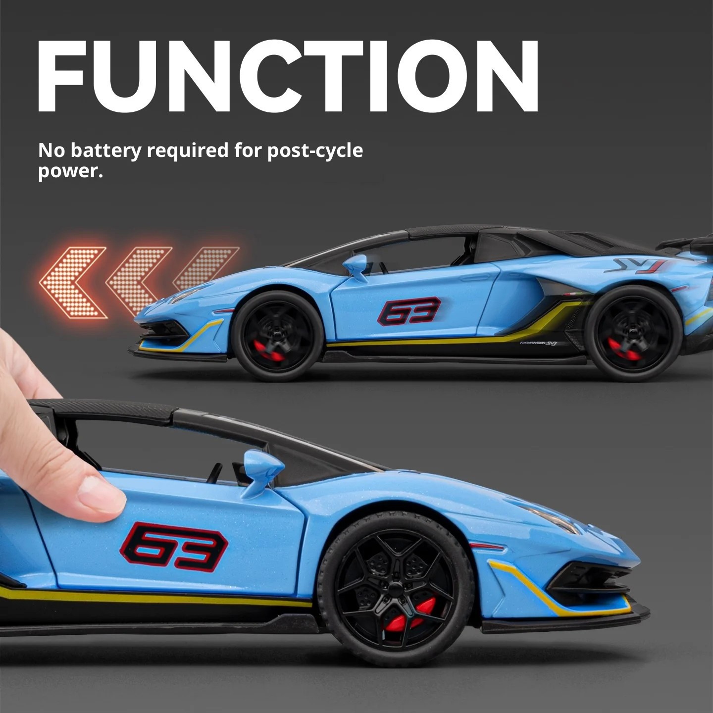 1/32 Lamborghini SVJ63 Alloy Diecast Sports Car Model Sound and Light Pull Back