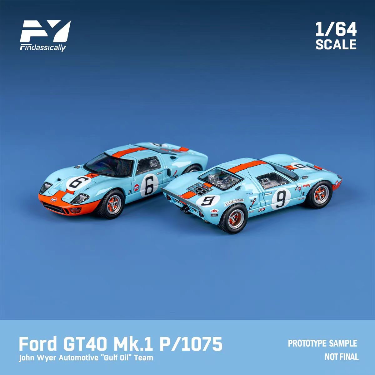 Finclassically 1:64 GT40 Gulf Livery 2-Car Set Diecast Collection US BASEDSELLER