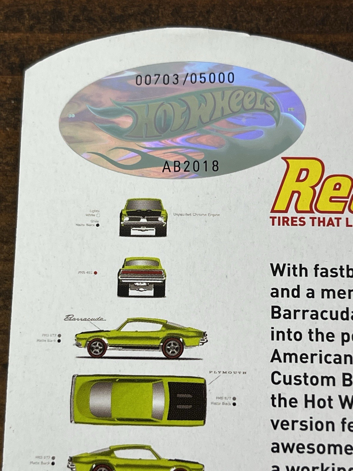 Hot Wheels RLC Real Rider Series 14 Custom Barracuda, Lime Green 0703/5000