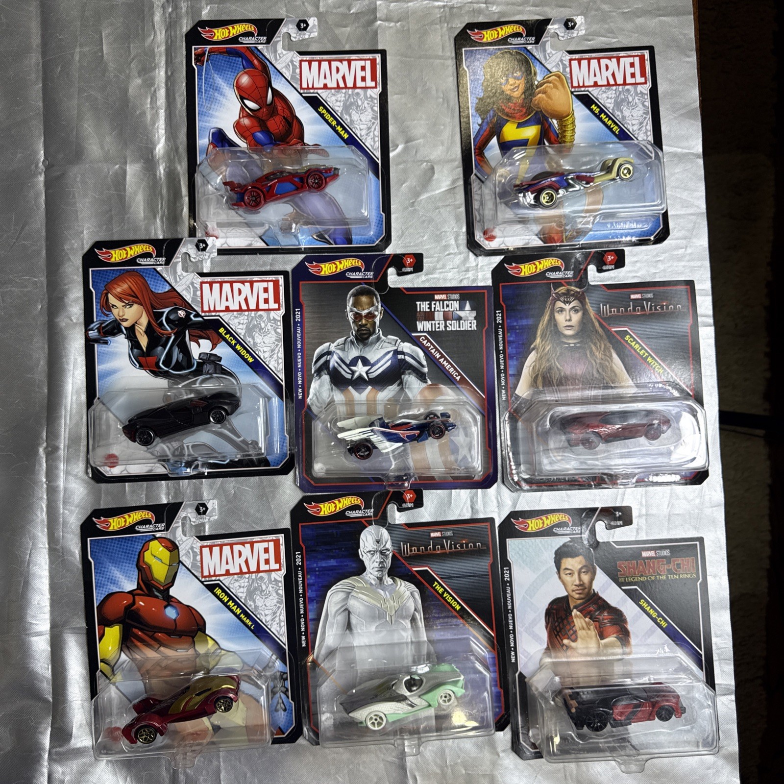 2021 Hot Wheels MARVEL Character Cars Set of 8 New GJH91