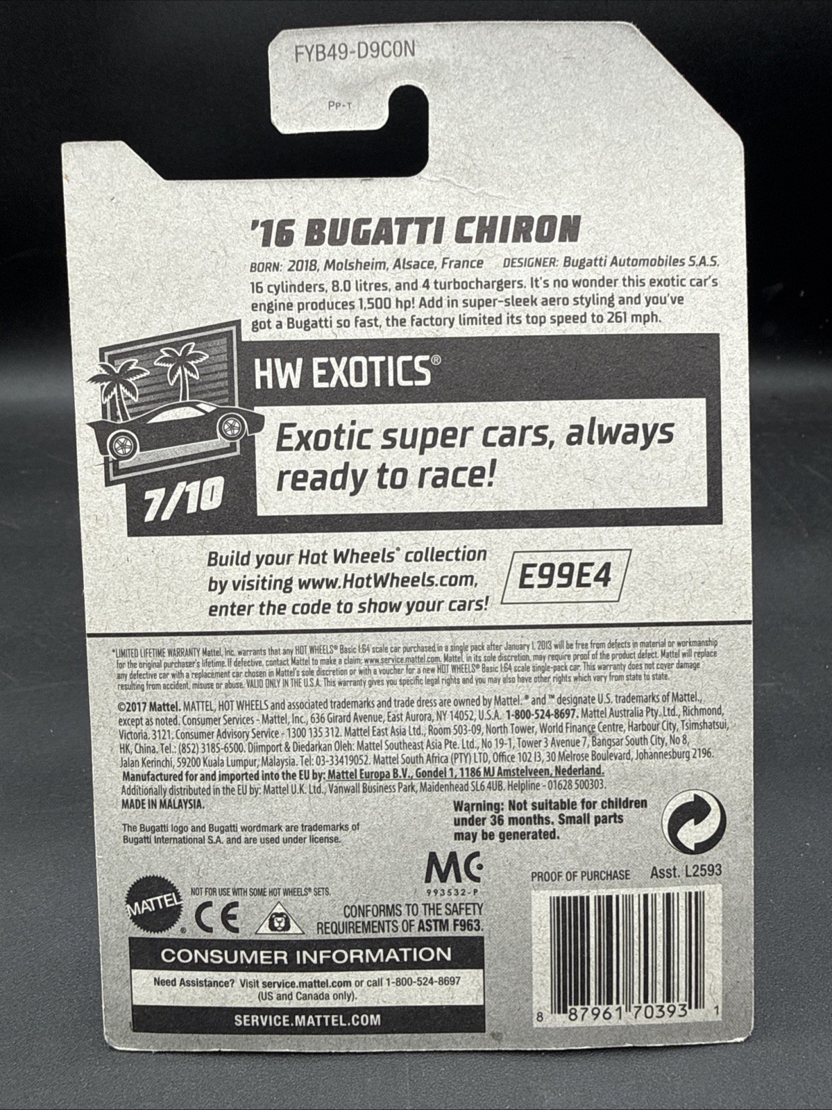 2019 Hot Wheels BLUE 16 BUGATTI CHIRON HW Exotics MANY MORE LISTED multiple avai