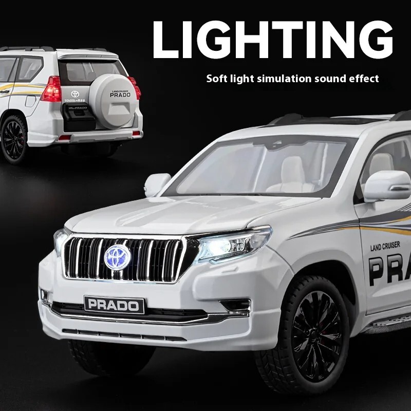 1/18 Toyota Land Cruiser Prado GX White Diecast Model Car Gifts For Friends