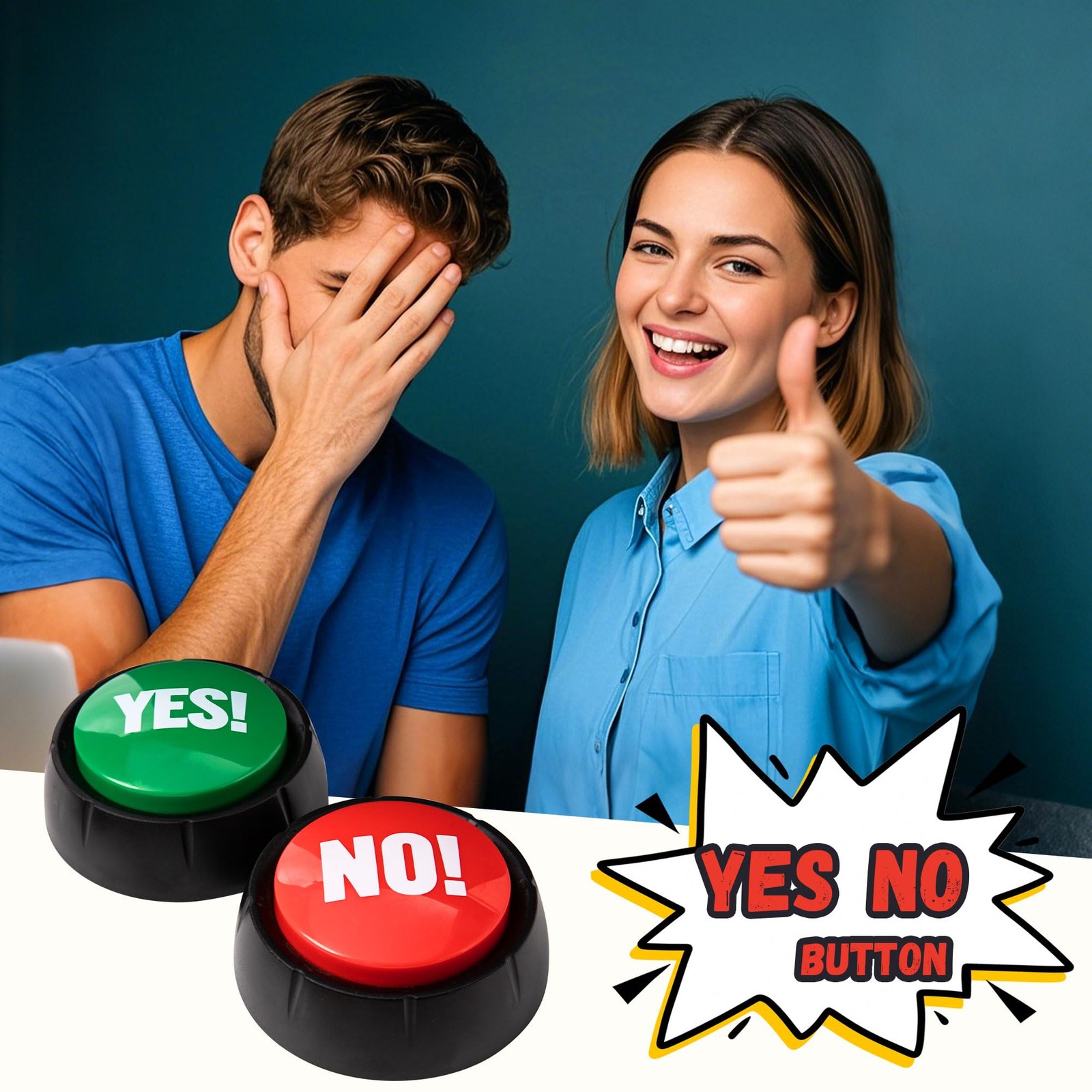 Yes Button and No Button with Sound 2 Pack Buzzers for Trivia Games and Famil…