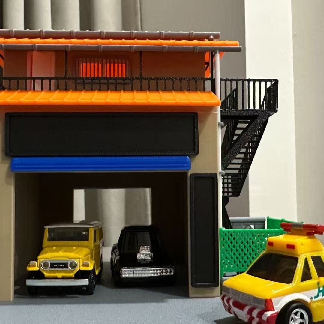 1/64 2-Story House with Garage Yard DIY Assembly Model Diorama Building Kit