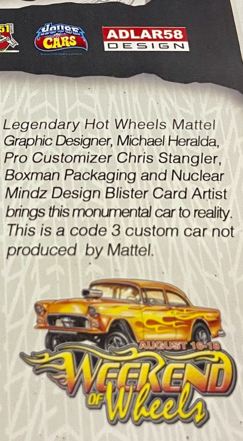 Hot Wheels ‘55 BelAir Weekend Of Wheels 2019 Modesto Ready To Roll Gasser Custom