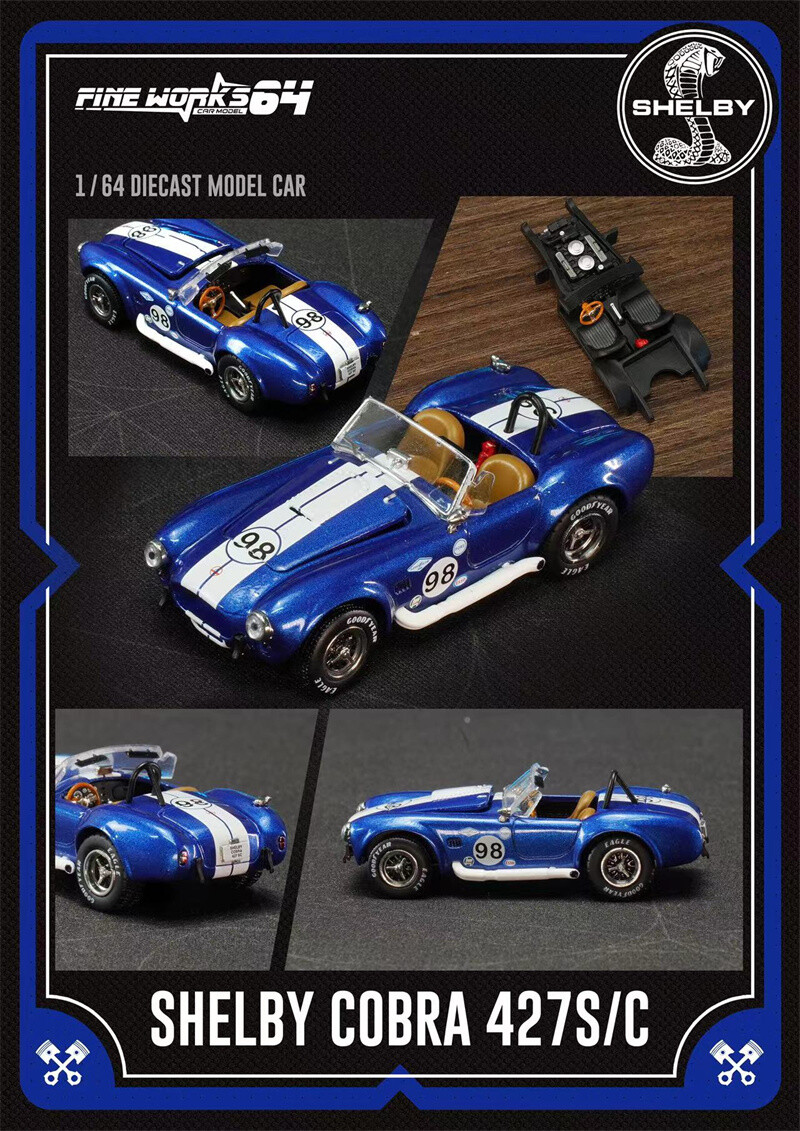 Fine Works 1:64 Shelby Cobra 427 Diecast Model Car – High Detail Collection New