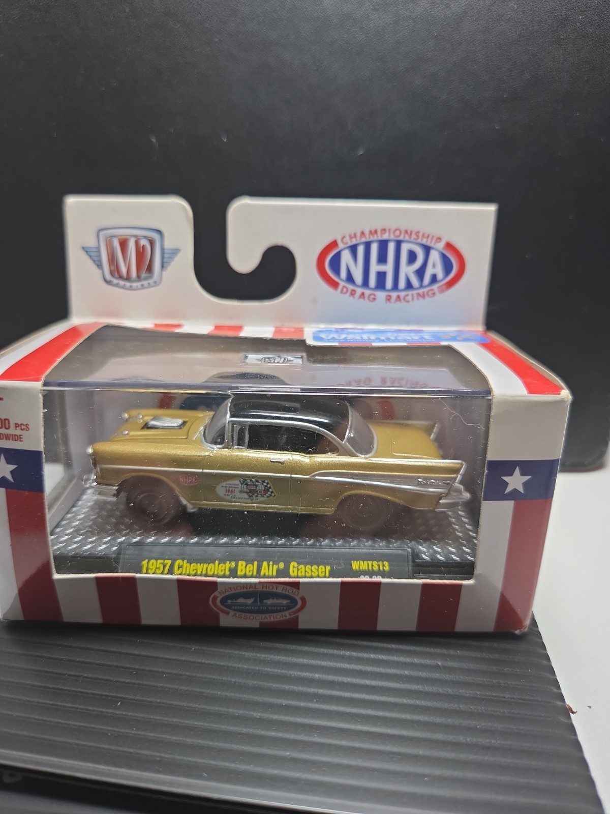 M2 Machines Walmart Exclusive NHRA 1957 Chevrolet Bel Air Gasser Gold WMTS13