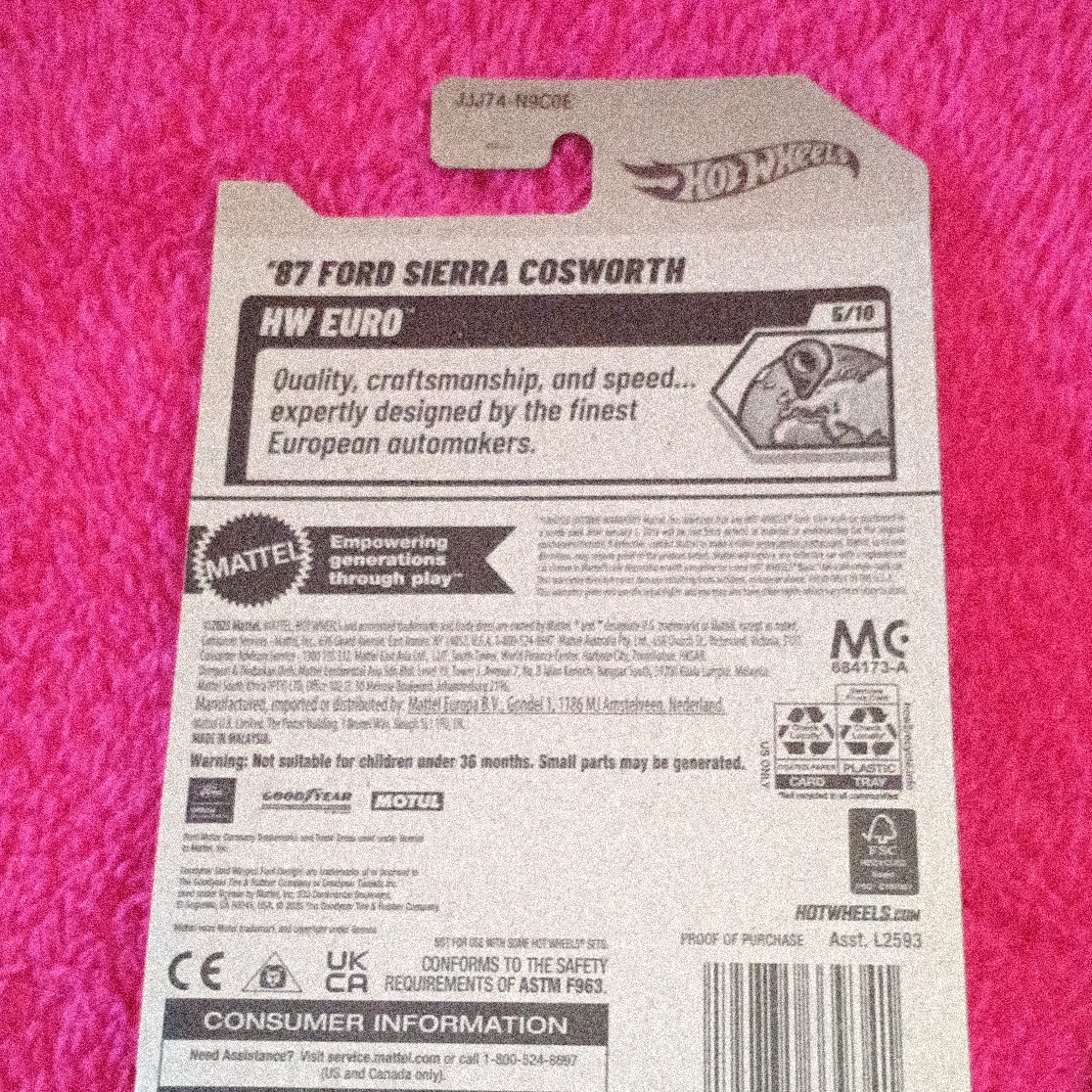 Hot Wheels HW Euro ’87 Ford Sierra Cosworth 1:64 Pink/White Diecast Unopened STH