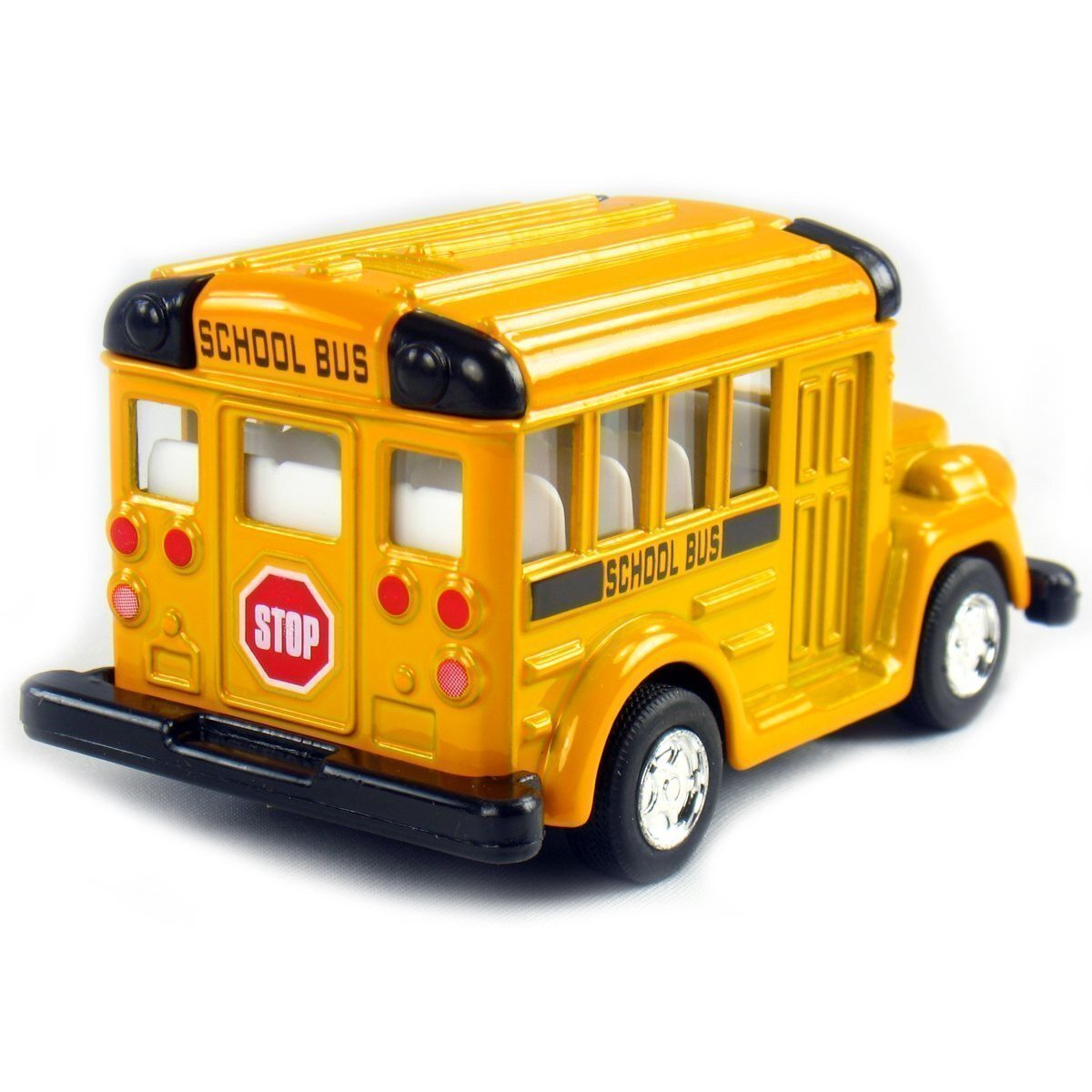 KiNSMART 4″ Die Cast Metal Short School Bus with Pullback Action
