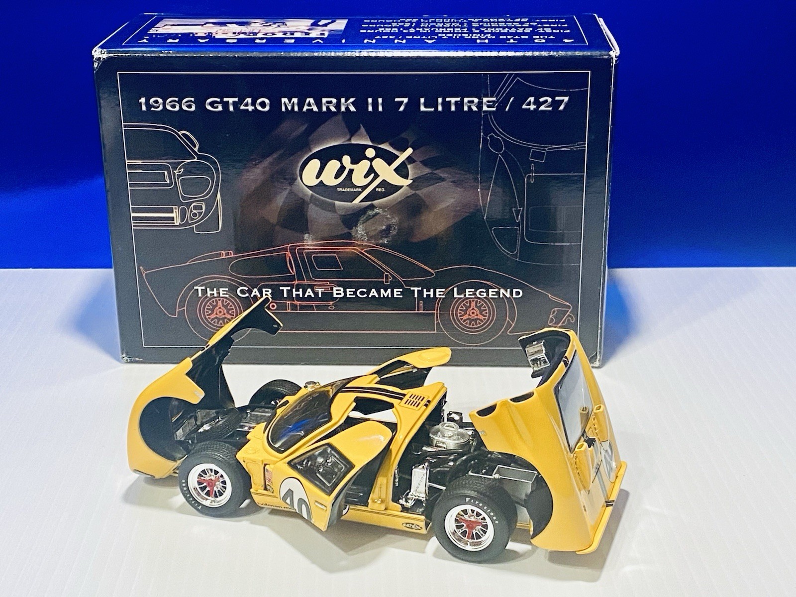 Wix 1966 Ford GT40 + Box & COA +5 Am. Diorama Race Day Figures + Custom Display
