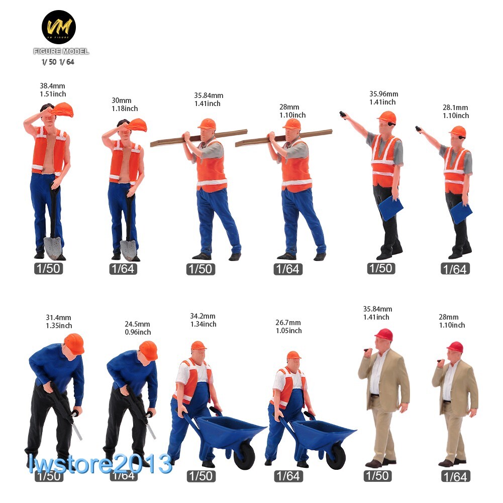 1/64 1/50 Construction Workers Man Miniatures Figures Model For Cars Trucks Toys