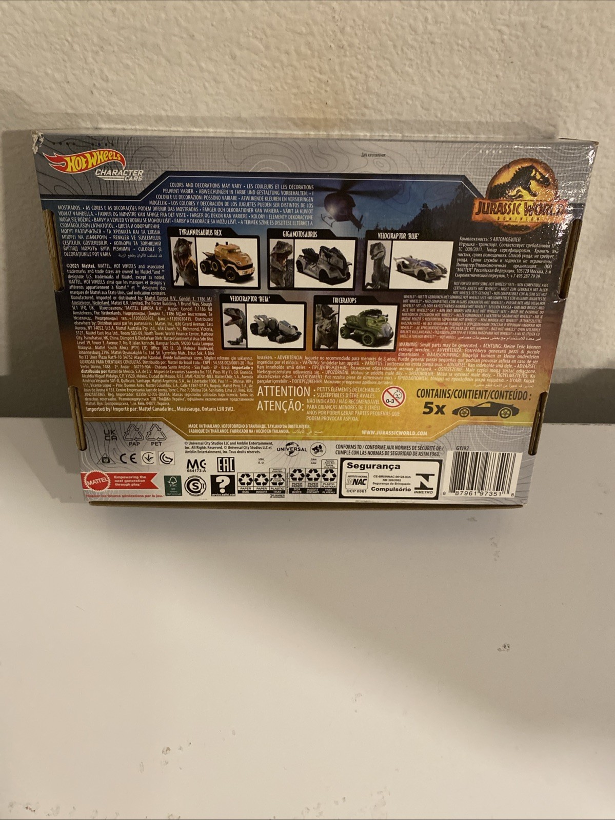 NEW Hot Wheels Character Cars 5 Pack Jurassic World Dominion Collectible Box Set