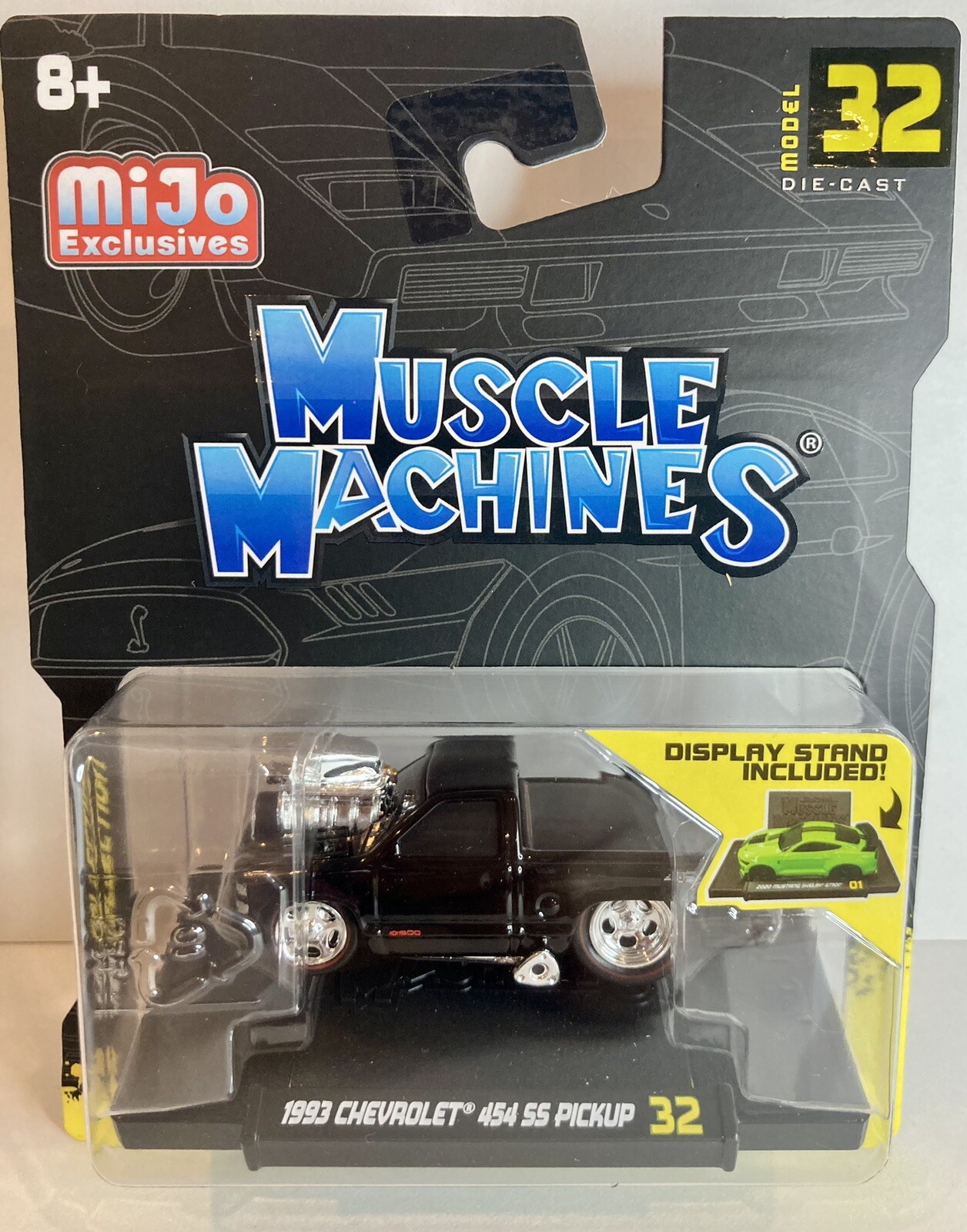 1993 CHEVROLET 454 SS PICKUP BLACK 1/64 DIECAST MODEL BY MUSCLE MACHINES