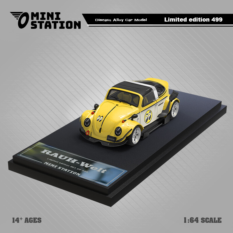 Mini Station 1:64 Mooneyes Targa/T1/trailer/Repair worker Model Car