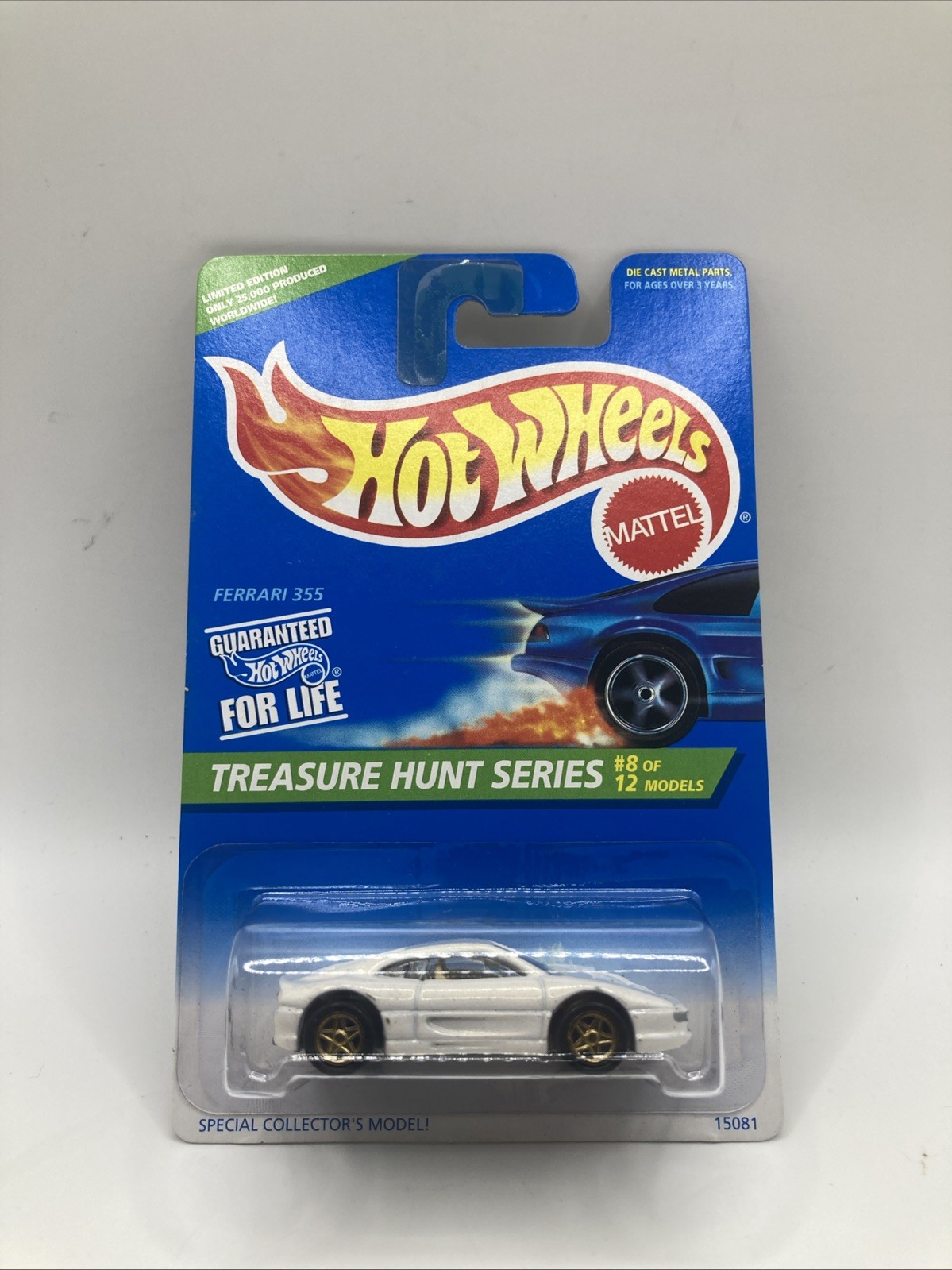 1996 Hot Wheels Treasure Hunt Series 1/25,000 Ferrari 355 White On Gold 8/12