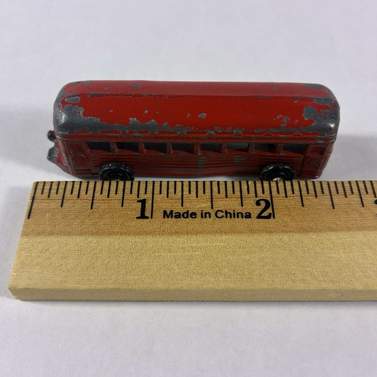 Vintage Red Diecast 1940s Coach Bus 2.5” Steel Toy
