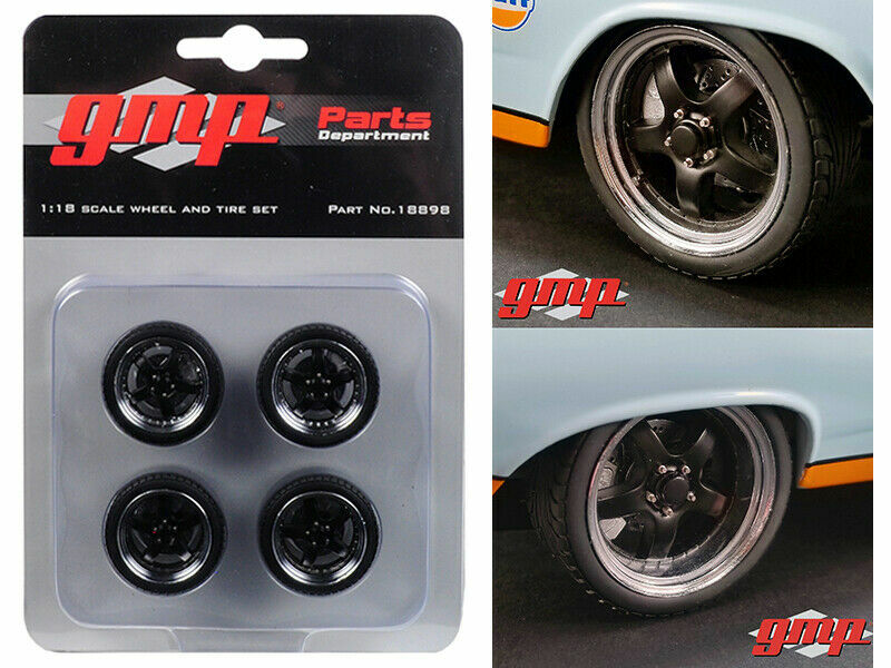 1/18 GMP WHEELS AND TIRE SET 5 SPOKE STREET FIGHTER GULF FAIRLANE 18898