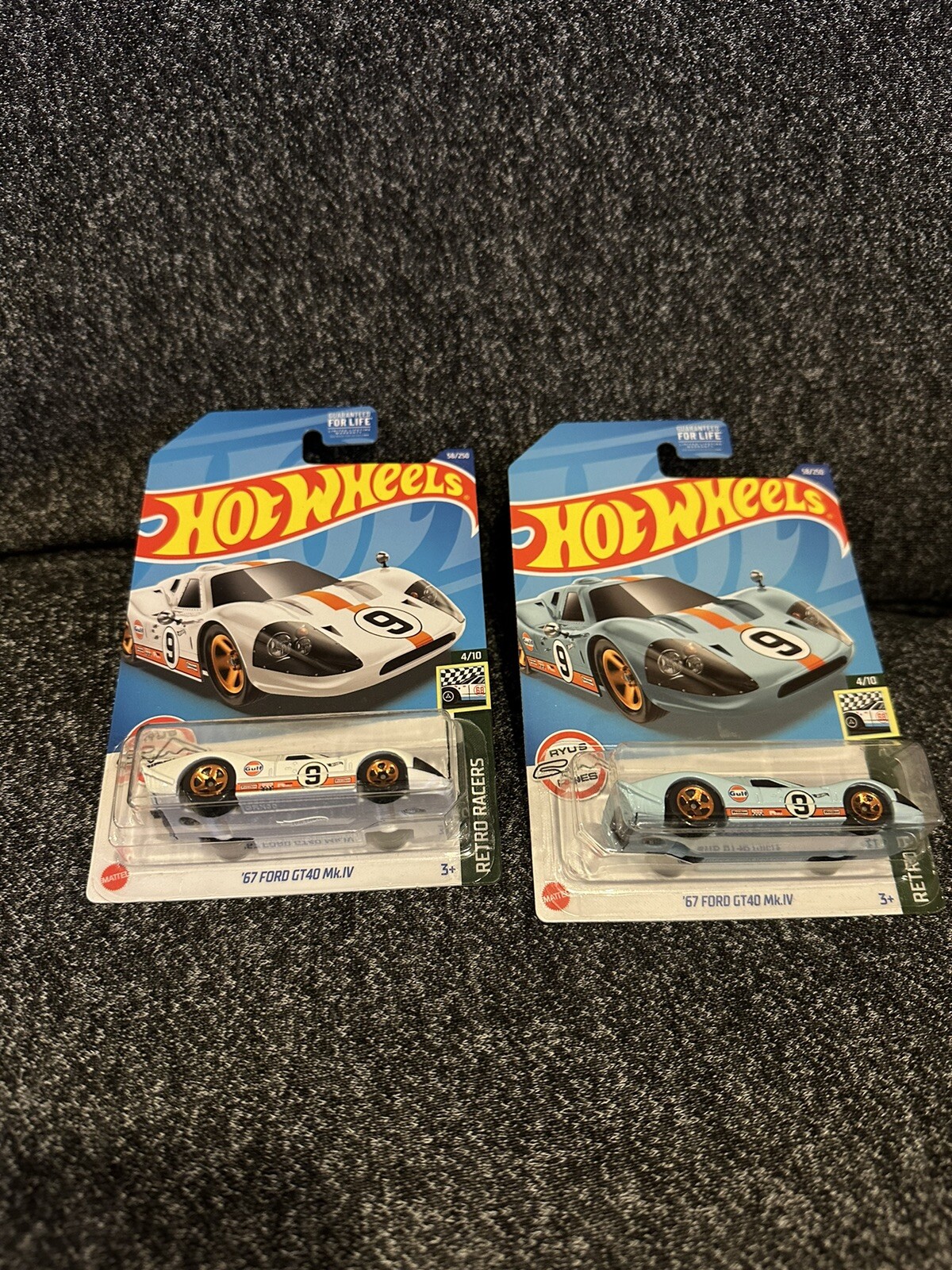 Hot Wheels 67 Ford Gt40 Mk IV Gulf White And Light Blue (lot Of 2)