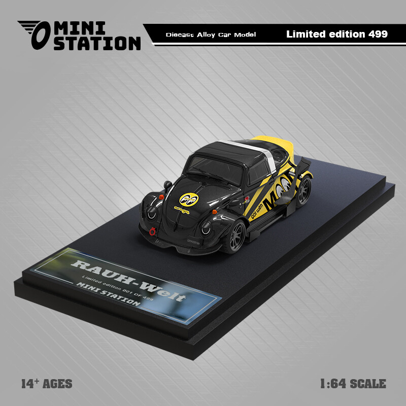 Mini Station 1:64 Mooneyes Targa/T1/trailer/Repair worker Model Car