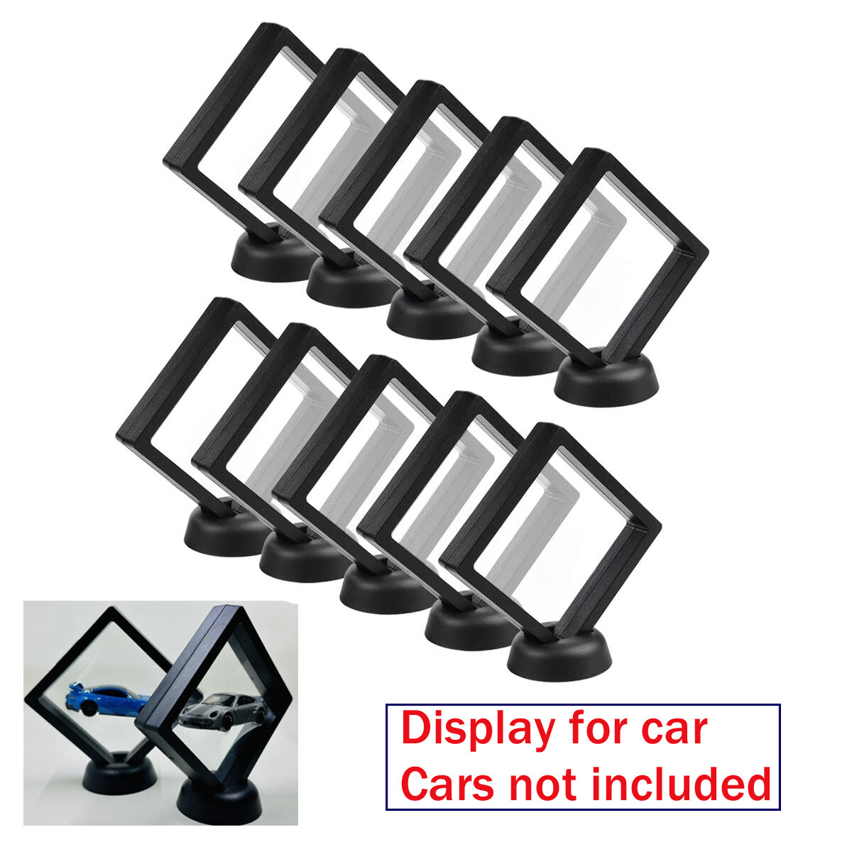 Lots Displays Cases For Hot Wheels 3D Floating Display w/ Stand Jewerly Rocks
