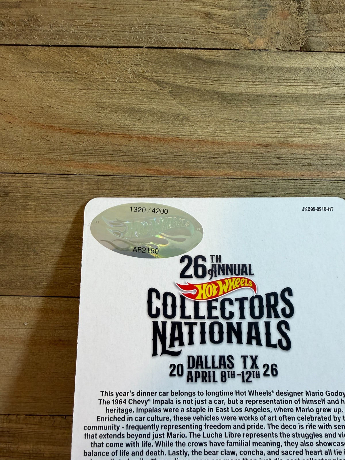2026 Hot Wheels 26th Nationals Dallas, TX Convention 1964 Chevy Impala 1320/4200