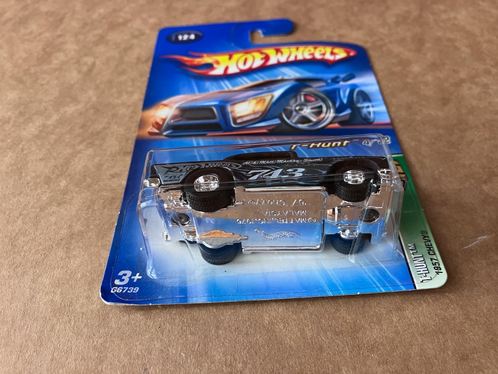 Hot Wheels T-Hunt Treasure Hunt 2005 1957 Chevy 4/12 Black & Blue #124