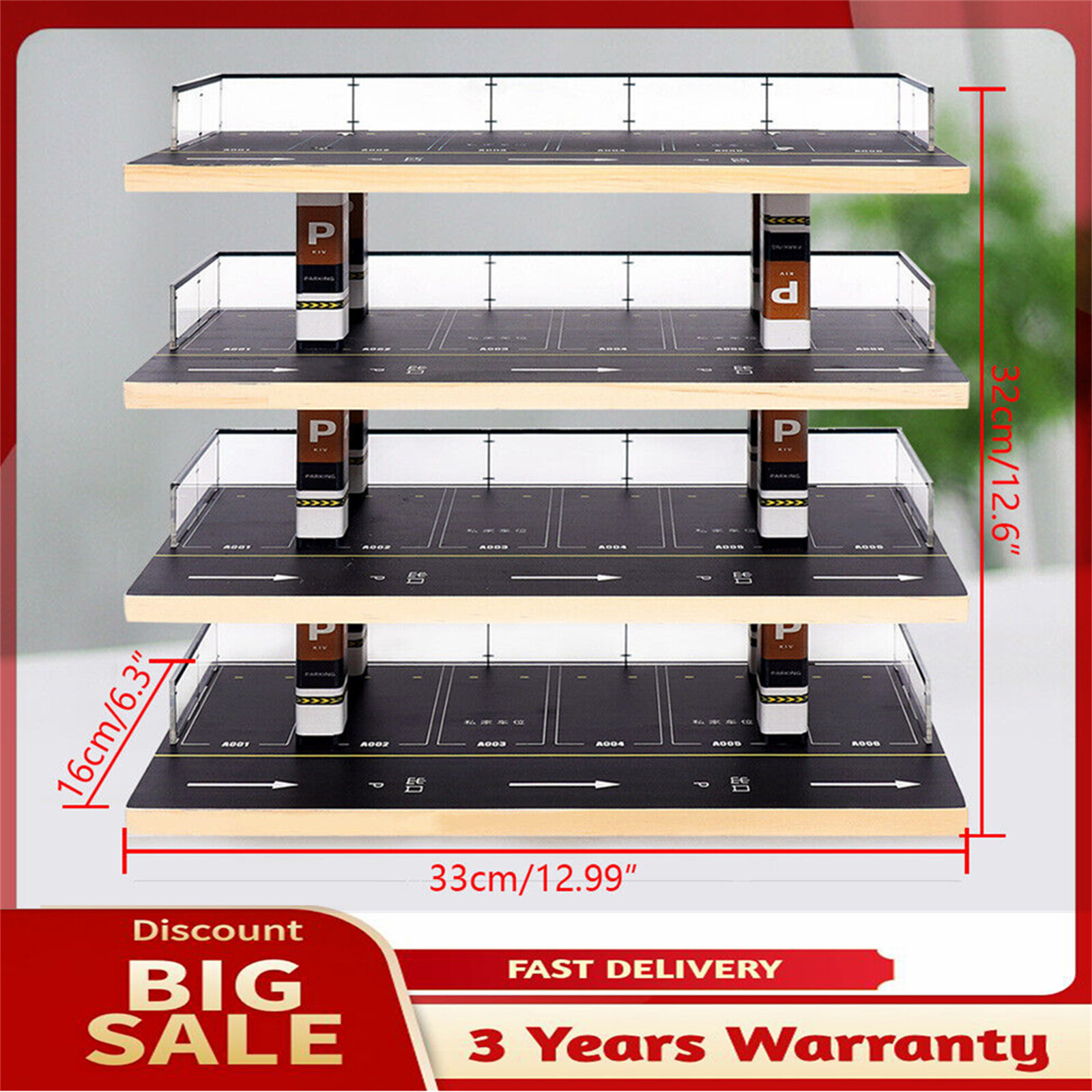Diorama 4-Story 1/64 Acrylic Garage Model Car Parking Lot Backdrop Car Display!