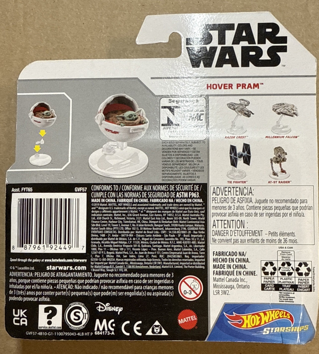 Star Wars Hot Wheels Starships (2019) Mandalorian The Child Hover Pram Toy